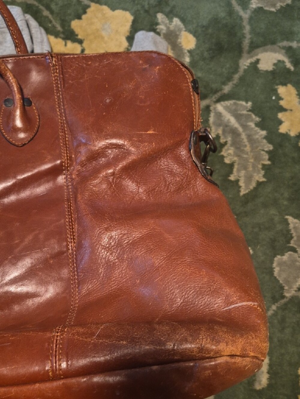 Brown Leather Weekender Bag - Men's Travel Holdall - Picture 8 of 16
